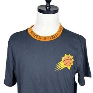 Ultra Game NBA Phoenix Suns Mens Large Black Graphic‎ T-Shirt Orange Ribbed Neck